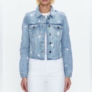 Pistola  Pastel Blue Denim Jacket with Star Embroidery